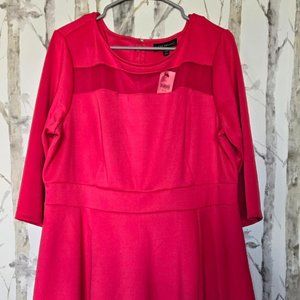 Lane Bryant Pink Mesh Cut Out Elbow Sleeve Dress 18/20P